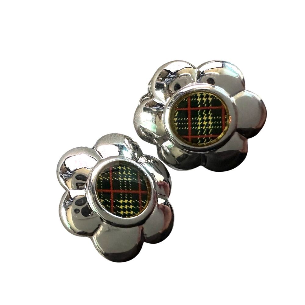 Burberry Nova Check Flower Clip-On Earrings - Vintage Burberrys - Picture 7 of 9